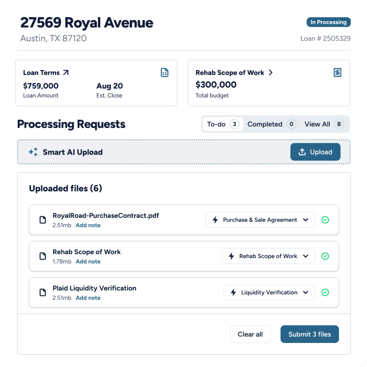 Processing Requests Widget