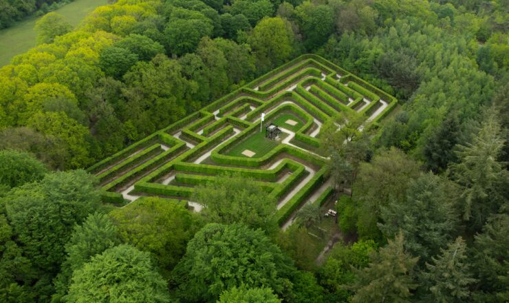 Aerial view of a hedge maze representing the complexity of loan processing